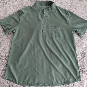 Collarless Short Sleeve Shirt